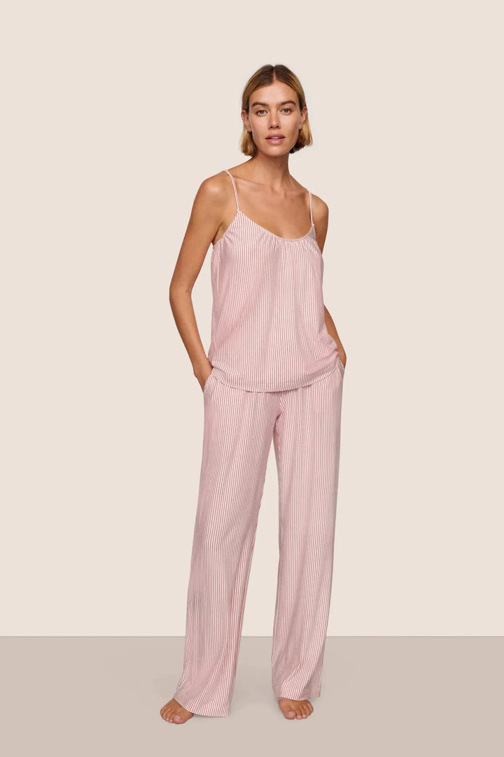 GISELE PRINTED CAMI & PANT PJ SET (DUO STRIPE/HOLLY RED) - EBERJEY