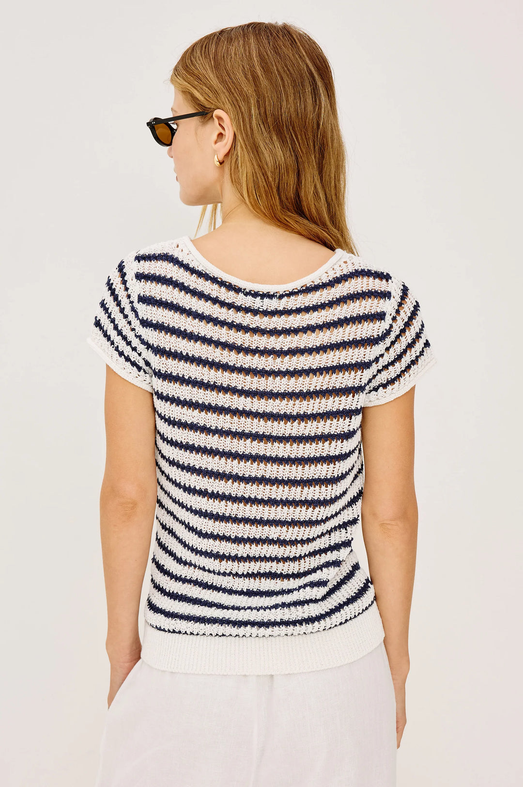 CADY LINEN-BLEND KNIT TOP (IVORY INDIGO STRIPE) - RAILS