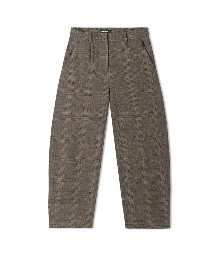 EDITA CROPPED BARREL (MOULINE CHECK BROWN) - CAMBIO