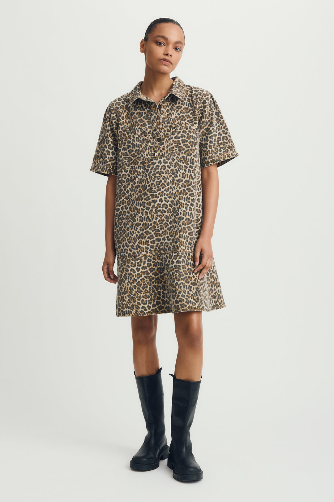 CAMELIA DRESS (BEIGE ANIMAL PRINT)