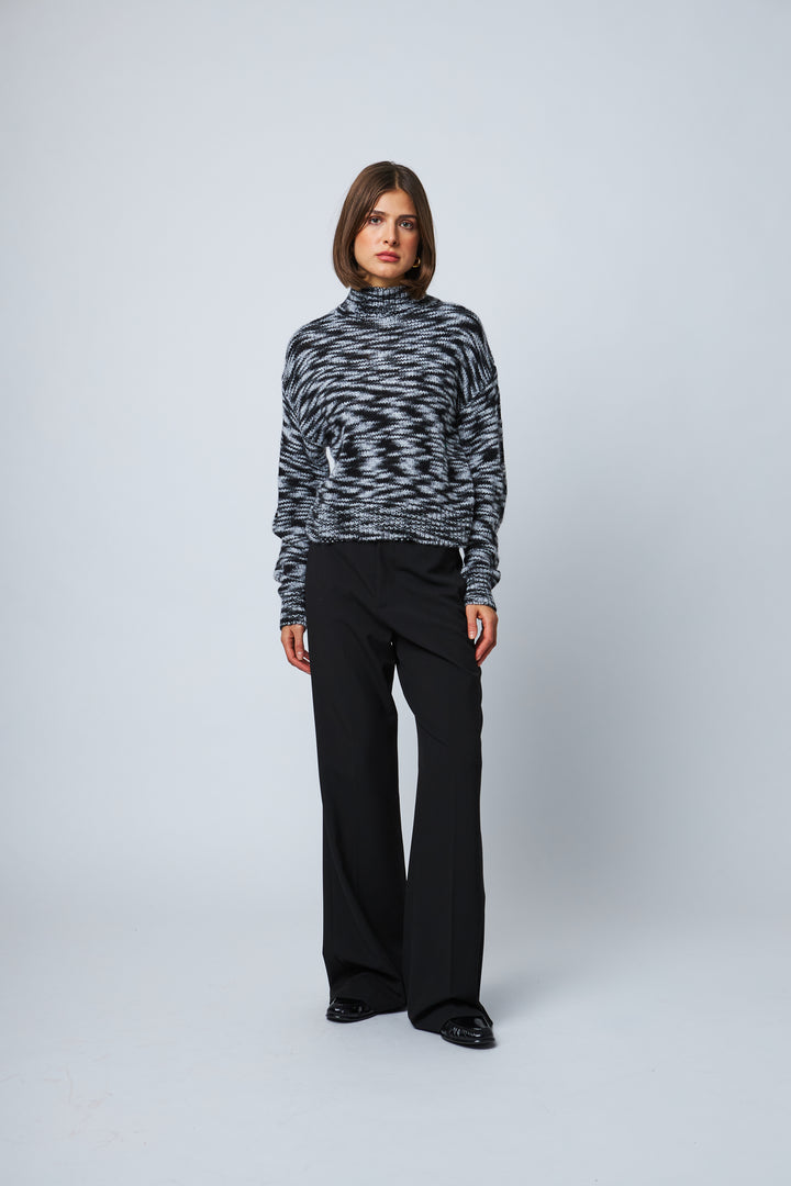 CAMILLA ZIGZAG TURTLENECK (SALT & PEPPER) - LINE
