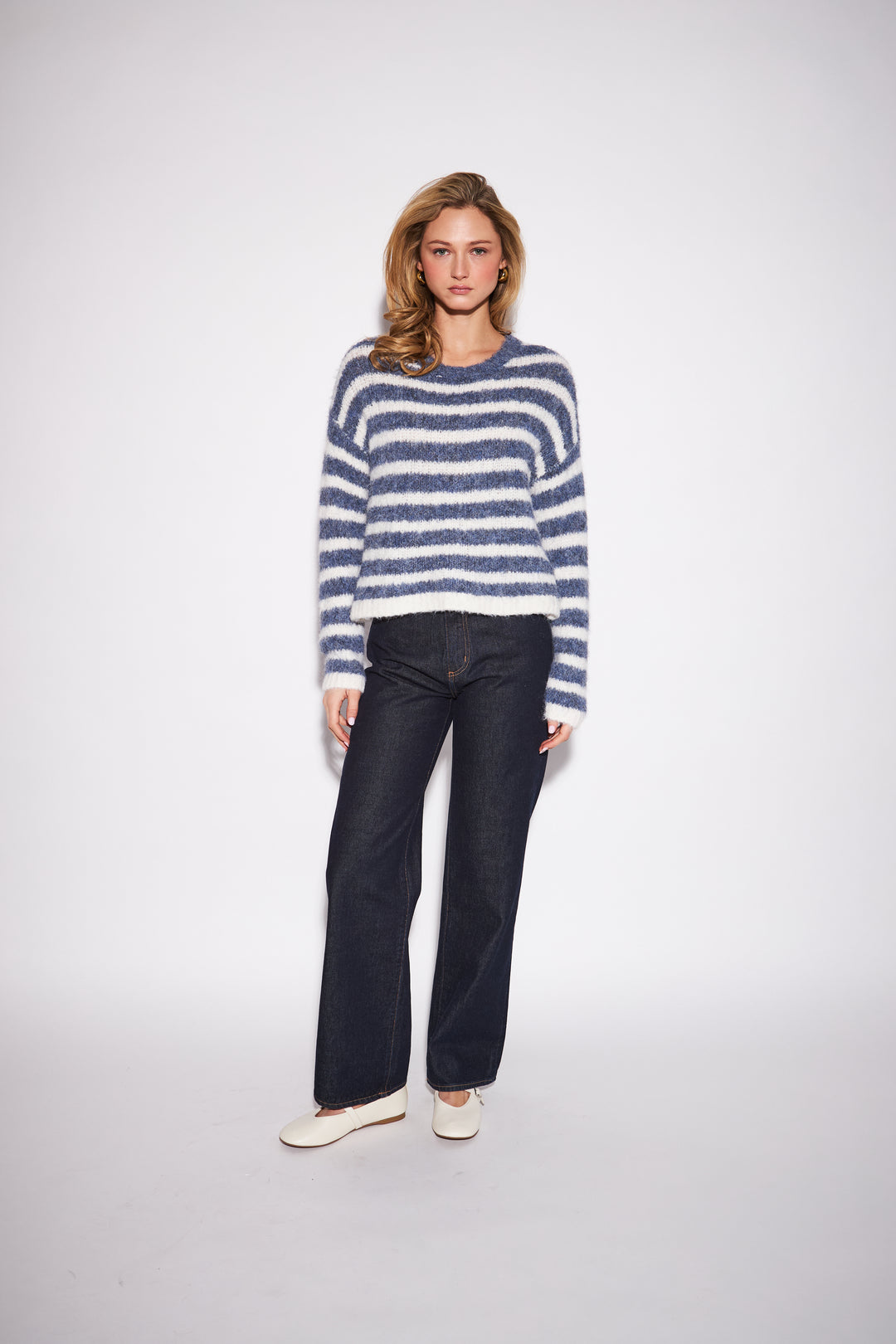 CARMEN RELAXED CREWNECK (DENIM FADE) - JOHN+JENN