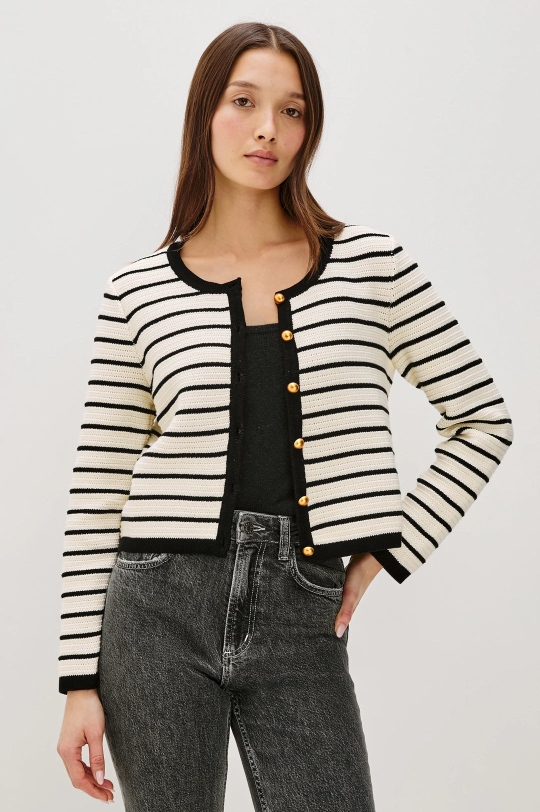 CATANIA STRIPE CARDIGAN (IVORY/BLACK) - RAILS