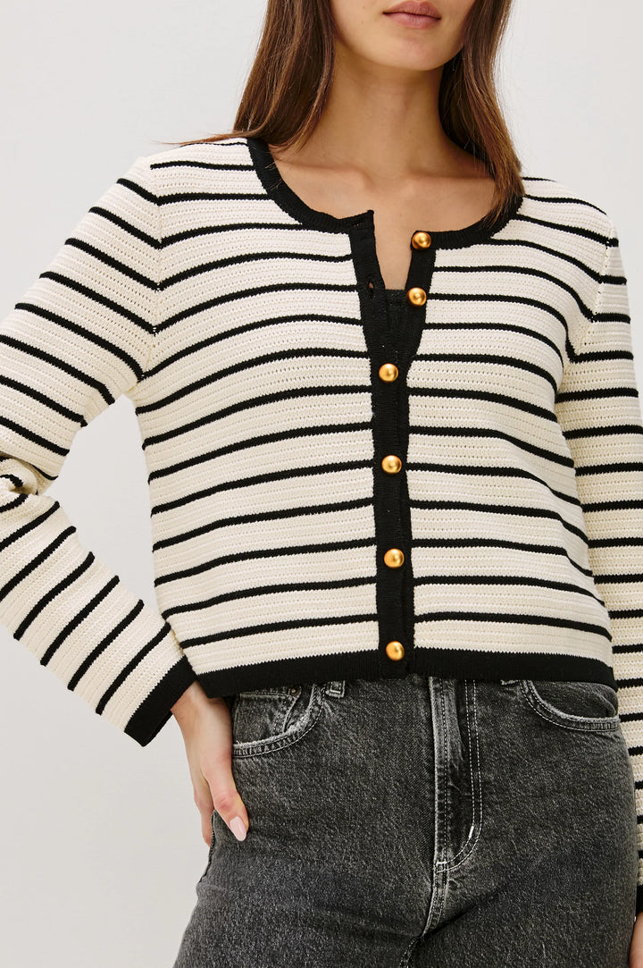 CATANIA STRIPE CARDIGAN (IVORY/BLACK) - RAILS