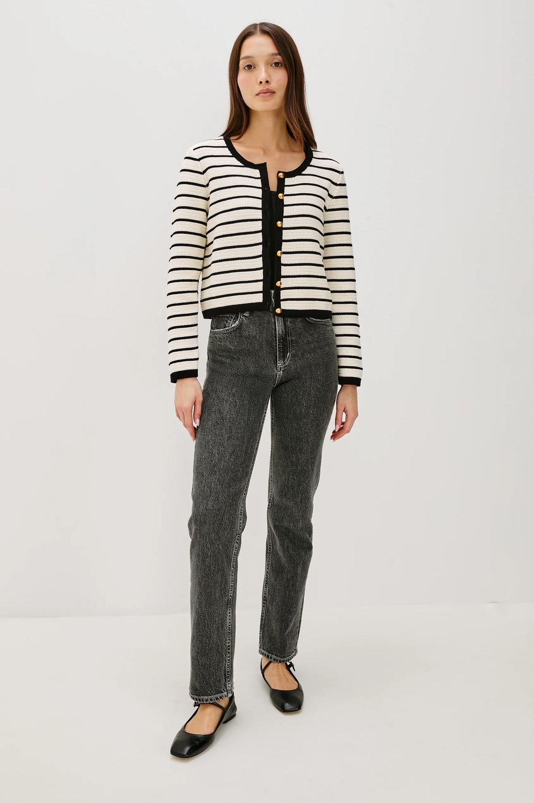 CATANIA STRIPE CARDIGAN (IVORY/BLACK) - RAILS