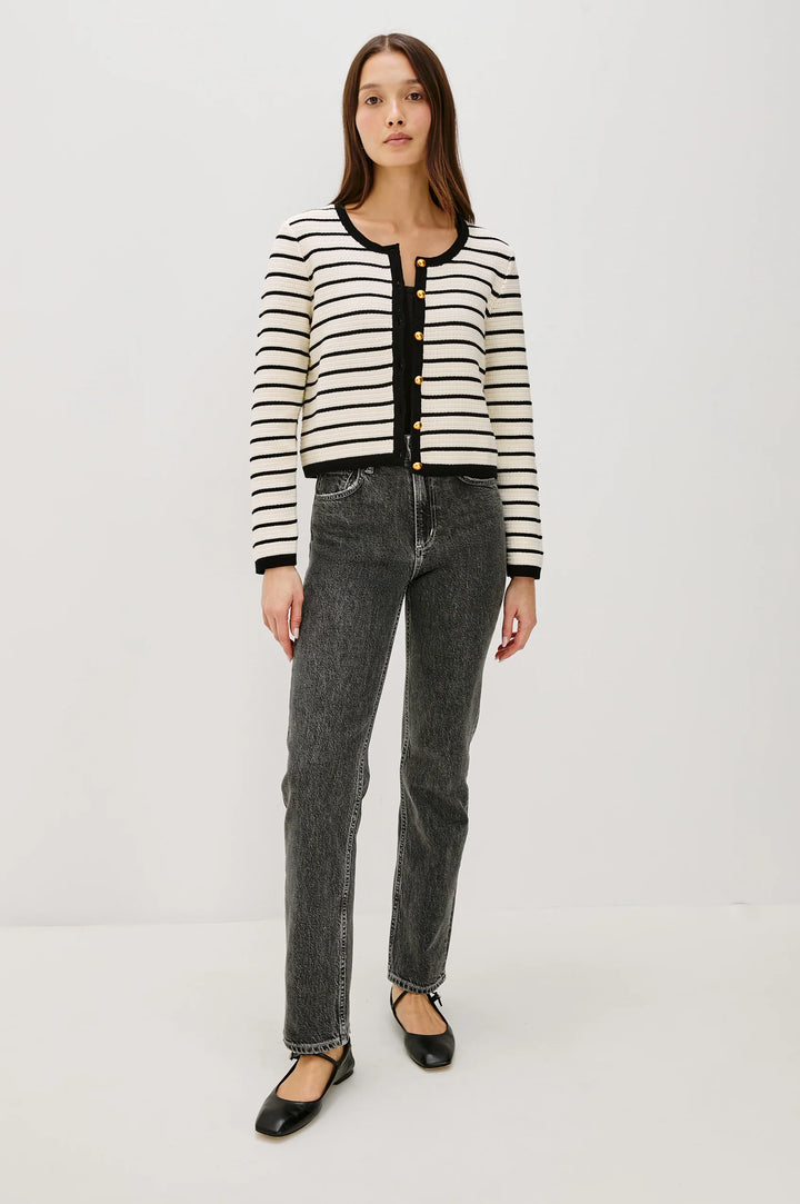 CATANIA STRIPE CARDIGAN (IVORY/BLACK) - RAILS