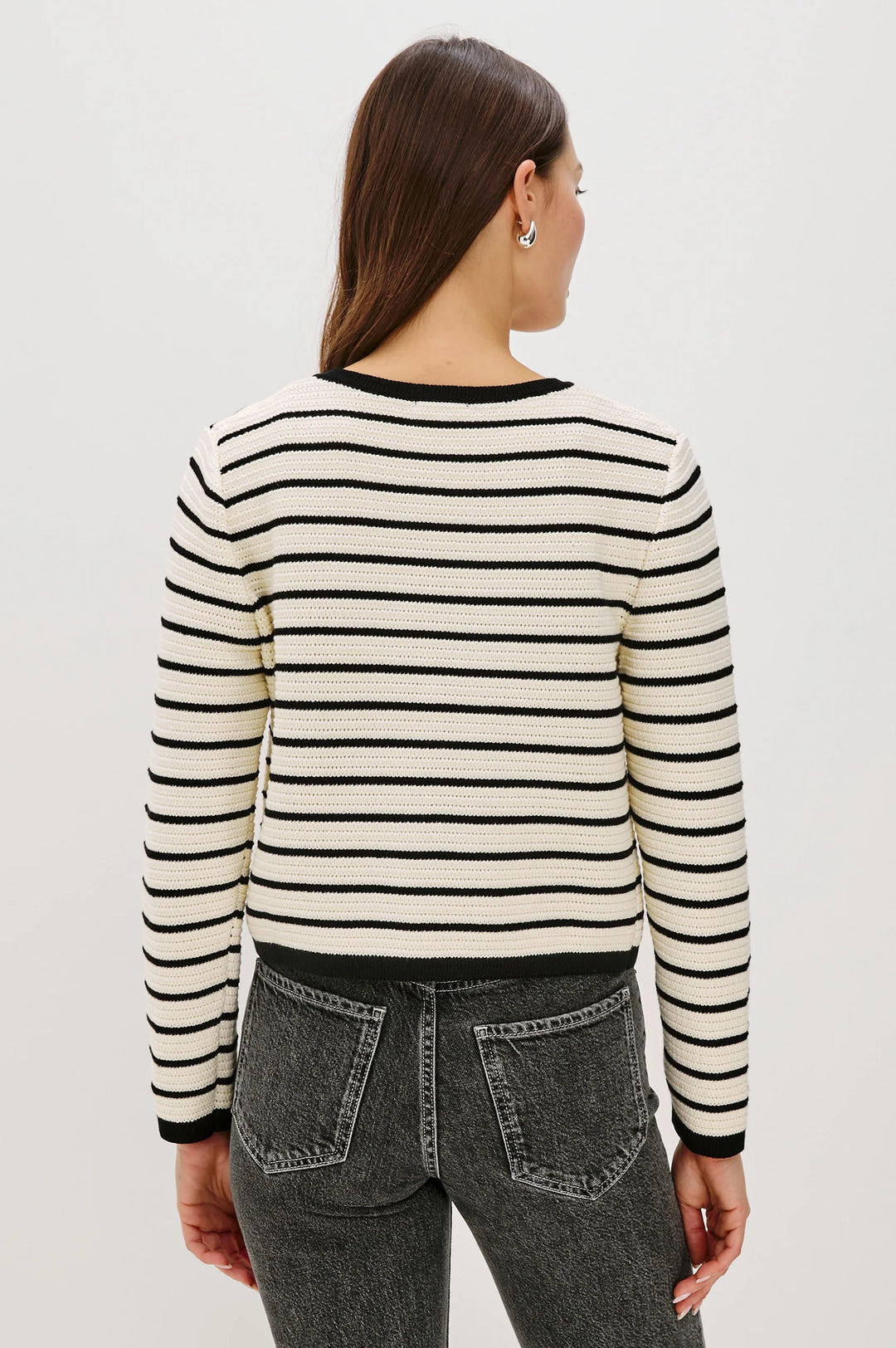 CATANIA STRIPE CARDIGAN (IVORY/BLACK) - RAILS