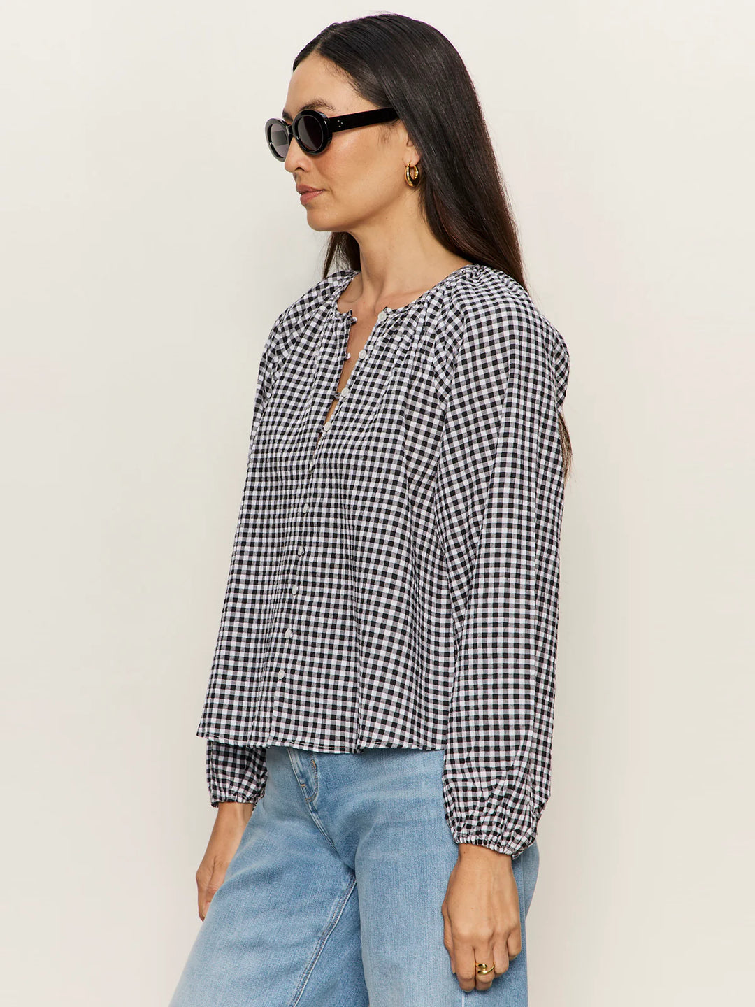 PERFECT GINGHAM BUTTON BLOUSE (PICNIC) - SANCTUARY