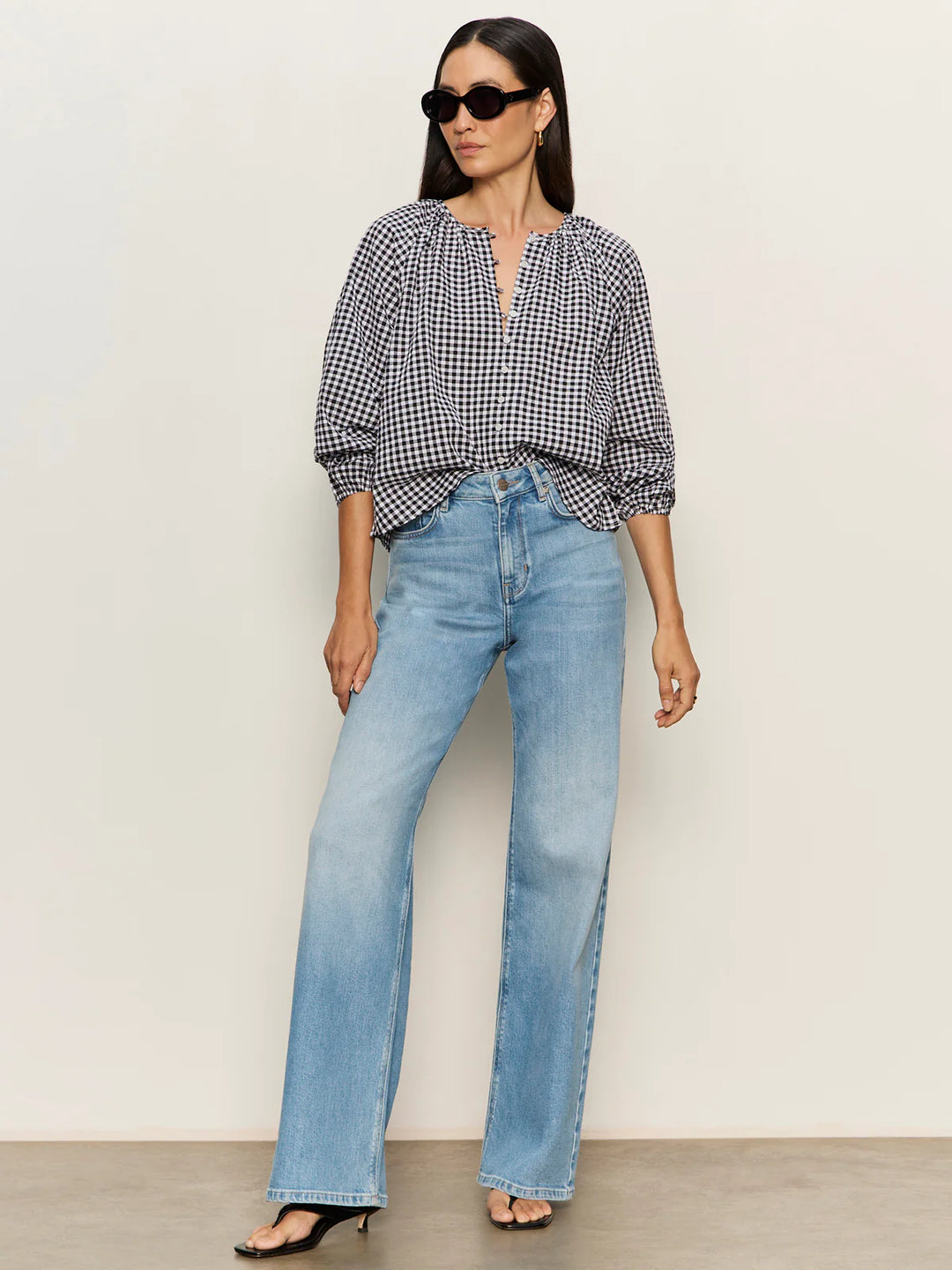 PERFECT GINGHAM BUTTON BLOUSE (PICNIC) - SANCTUARY