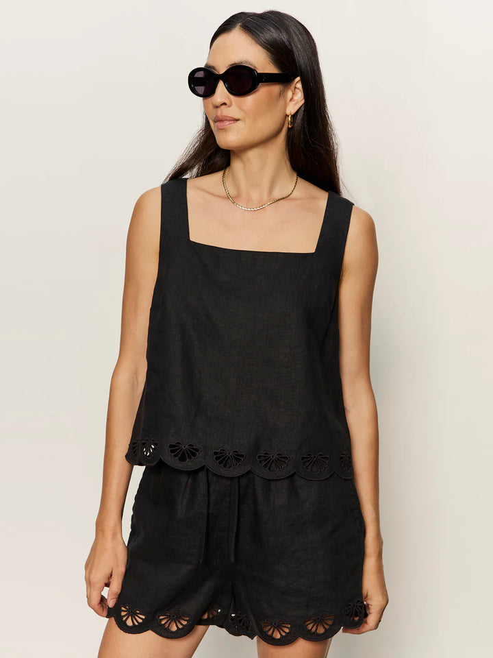 ALMOST THERE LINEN TOP (BLACK) - SANCTUARY