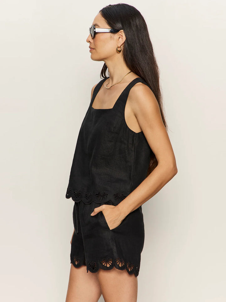 ALMOST THERE LINEN TOP (BLACK) - SANCTUARY