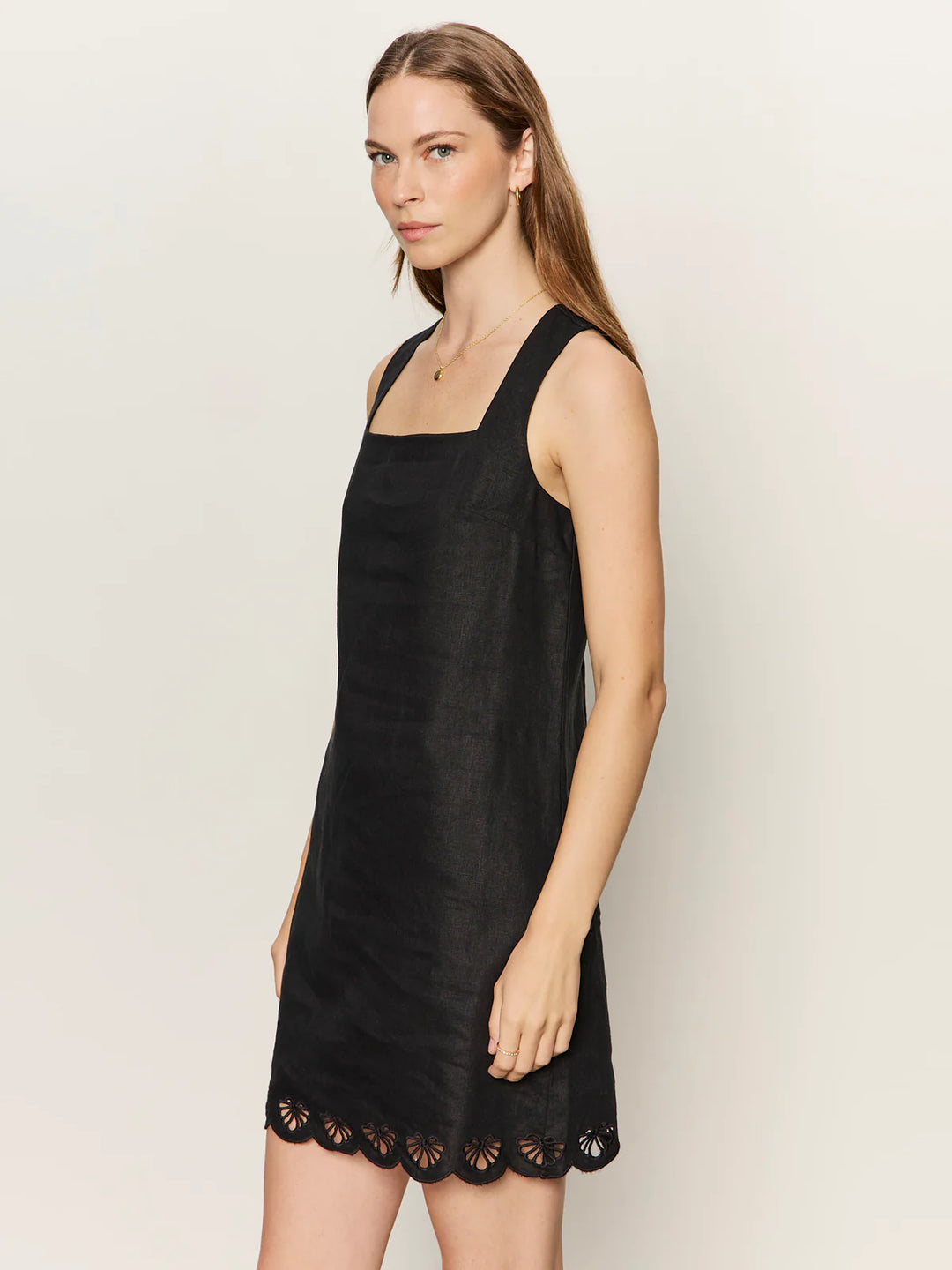 ALMOST THERE LINEN DRESS (BLACK) - SANCTUARY