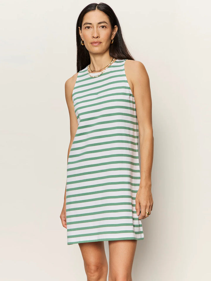 ON THE YACHT SHIFT DRESS (GREEN JUICE/WHITE) - SANCTUARY