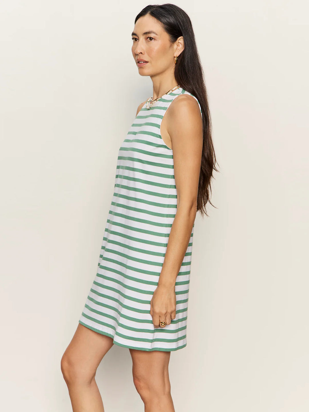 ON THE YACHT SHIFT DRESS (GREEN JUICE/WHITE) - SANCTUARY