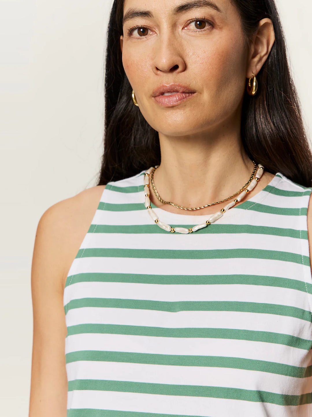 ON THE YACHT SHIFT DRESS (GREEN JUICE/WHITE) - SANCTUARY
