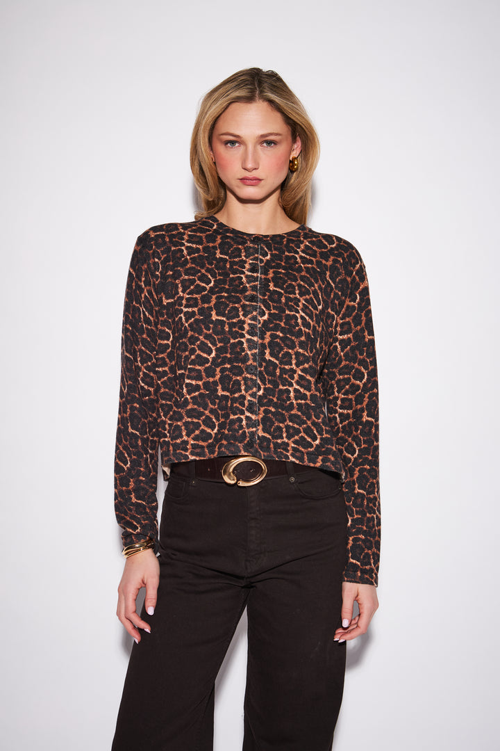 CELINE BUTTON UP CARDIGAN (AMUR LEOPARD) - JOHN+JENN