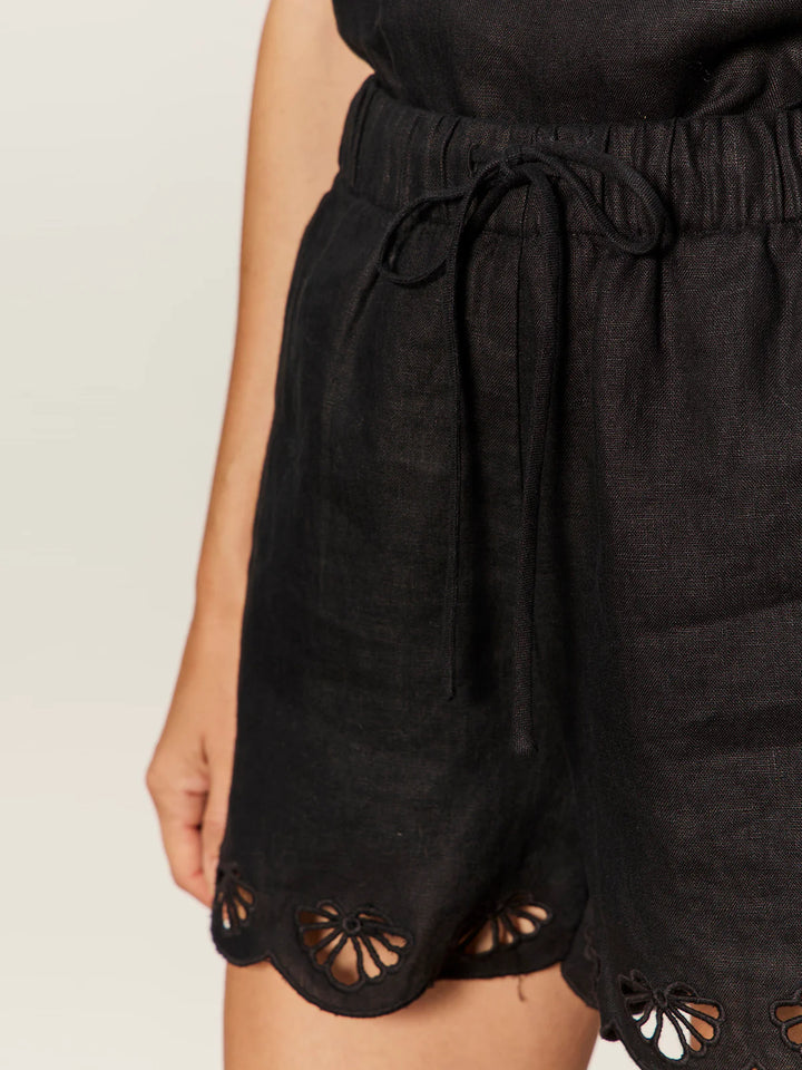 ALMOST THERE LINEN SHORTS (BLACK) - SANCTUARY