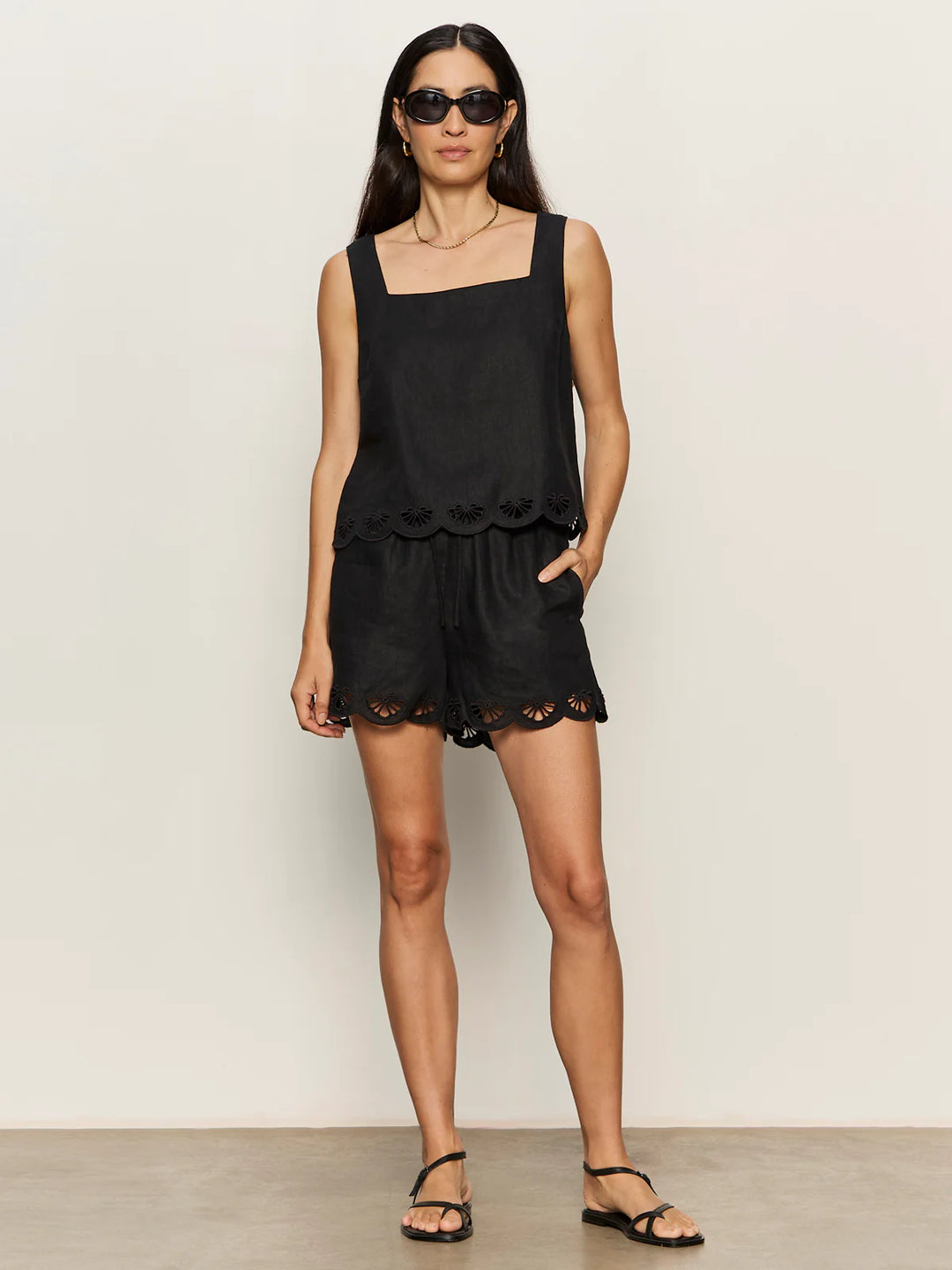 ALMOST THERE LINEN SHORTS (BLACK) - SANCTUARY