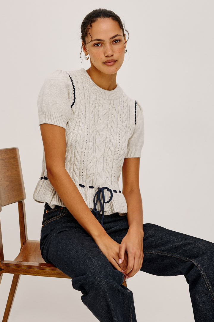 CHANDI BLANKET STITCH SHORT SLEVEE SWEATER - RAILS
