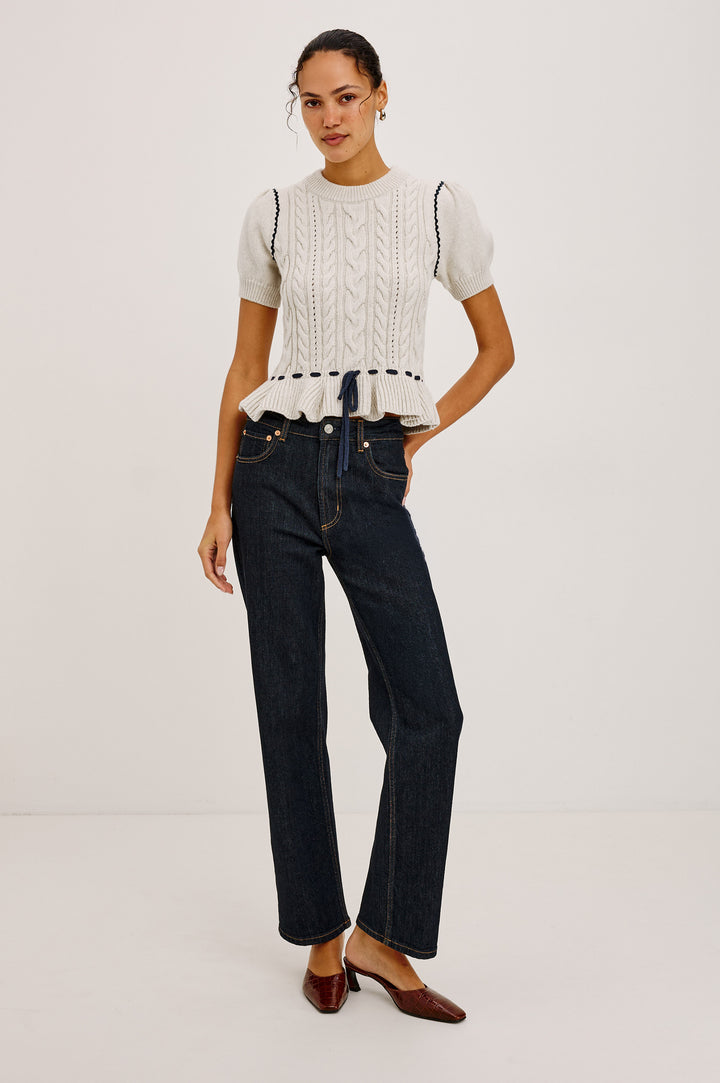 CHANDI BLANKET STITCH SHORT SLEVEE SWEATER - RAILS