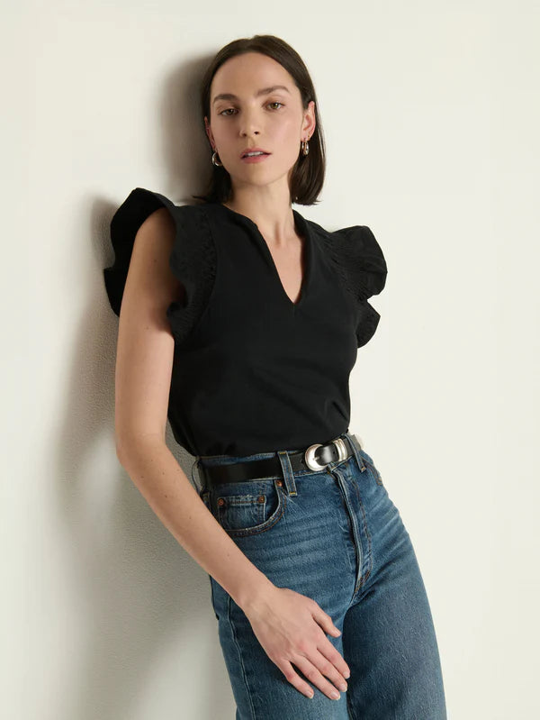 CHRISTA RUFFLE TOP (BLACK) - NATION