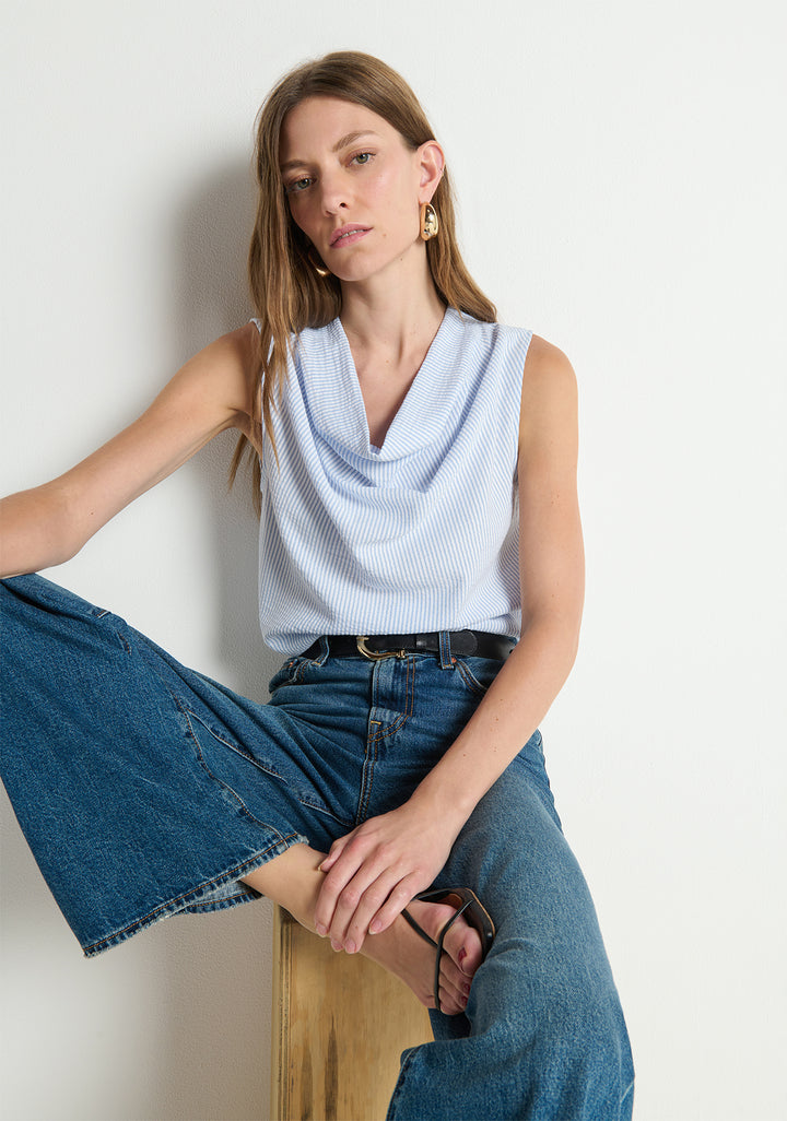 CILLE COWL NECK TANK (MINI STRIPE) - NATION