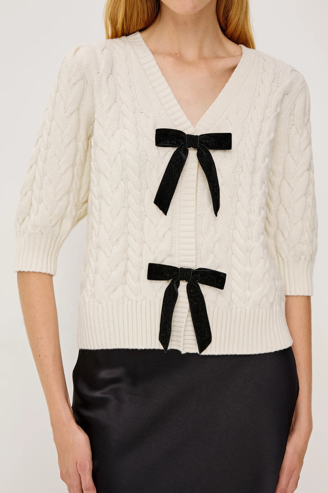 CLARISSA BOW SWEATER (IVORY CABLES) - RAILS