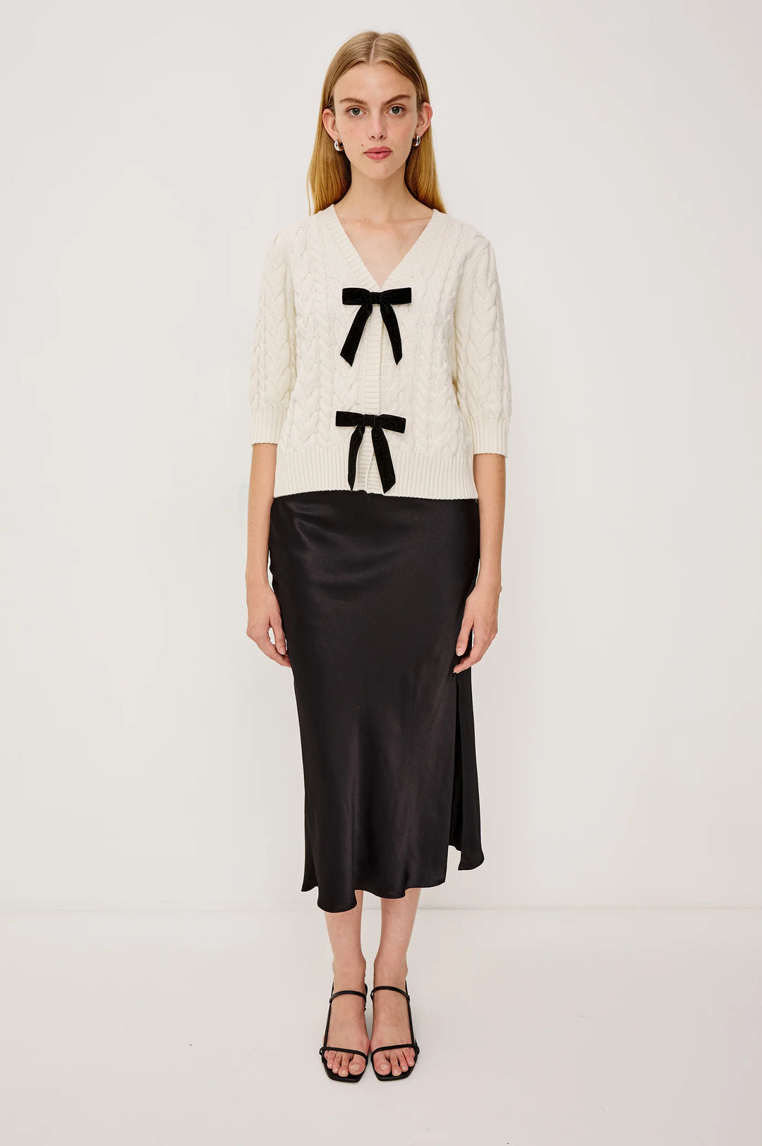 CLARISSA BOW SWEATER (IVORY CABLES) - RAILS