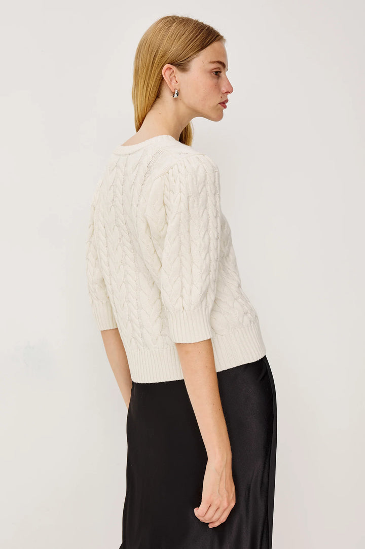 CLARISSA BOW SWEATER (IVORY CABLES) - RAILS