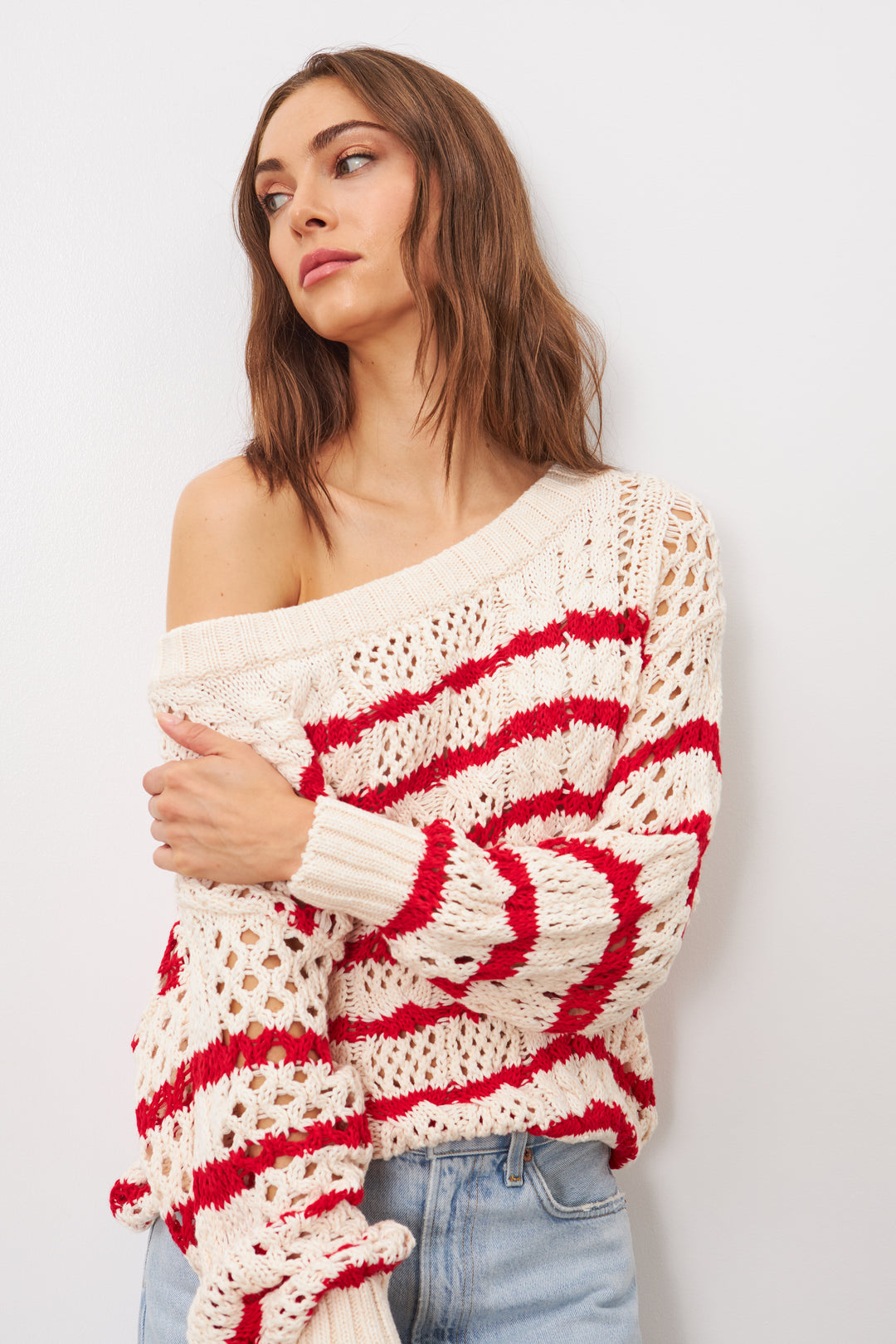 CLEO OPEN NECK SWEATER (RIVIERA ROUGE) - LINE