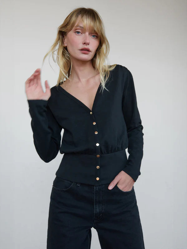 COLETTE CARDIGAN TOP (JET BLACK) - NATION
