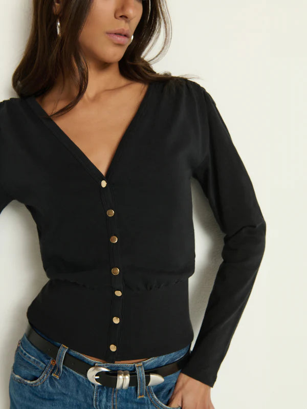 COLETTE CARDIGAN TOP (JET BLACK) - NATION