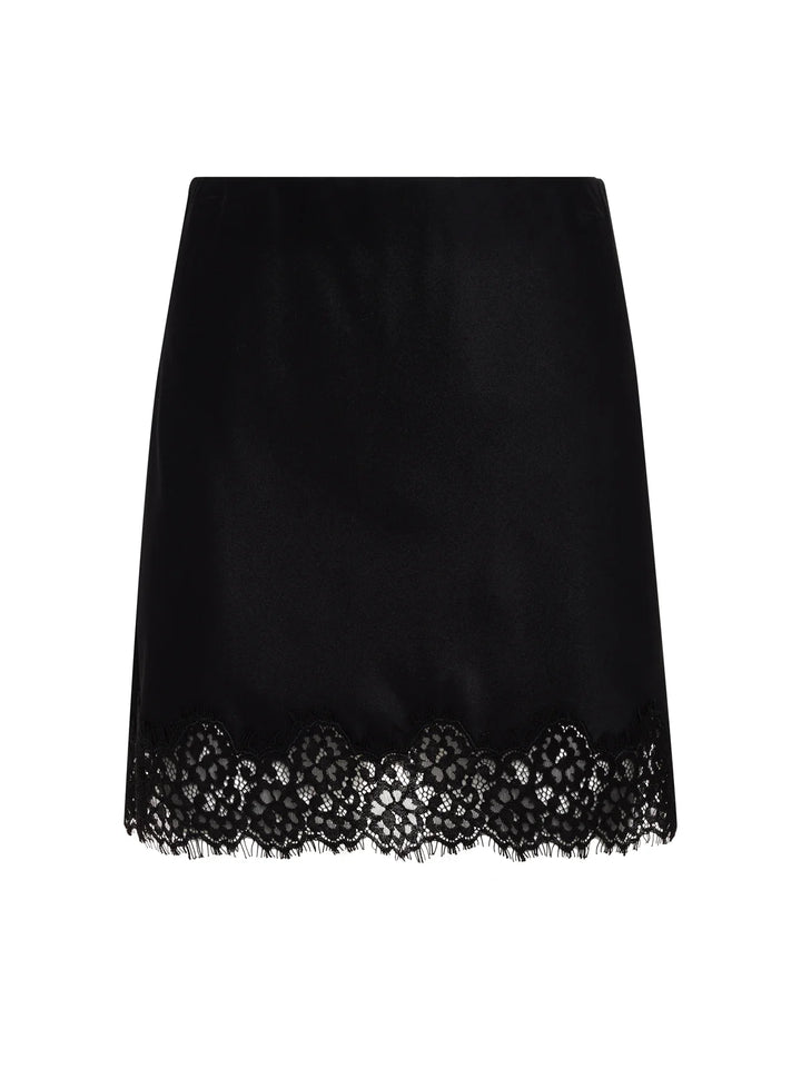 EVERYDAY SATIN LACE MINI SKIRT (BLACK) - SANCTUARY
