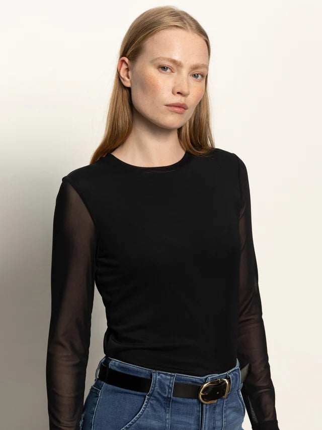 LONG SLEEVE PERFECT MESH TEE (BLACK) - SANCTUARY
