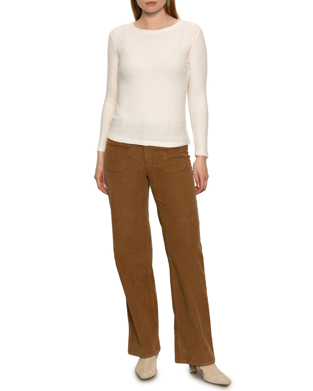 LONG SLEEVE CREW LACE TOP (CHALK) - SANCTUARY