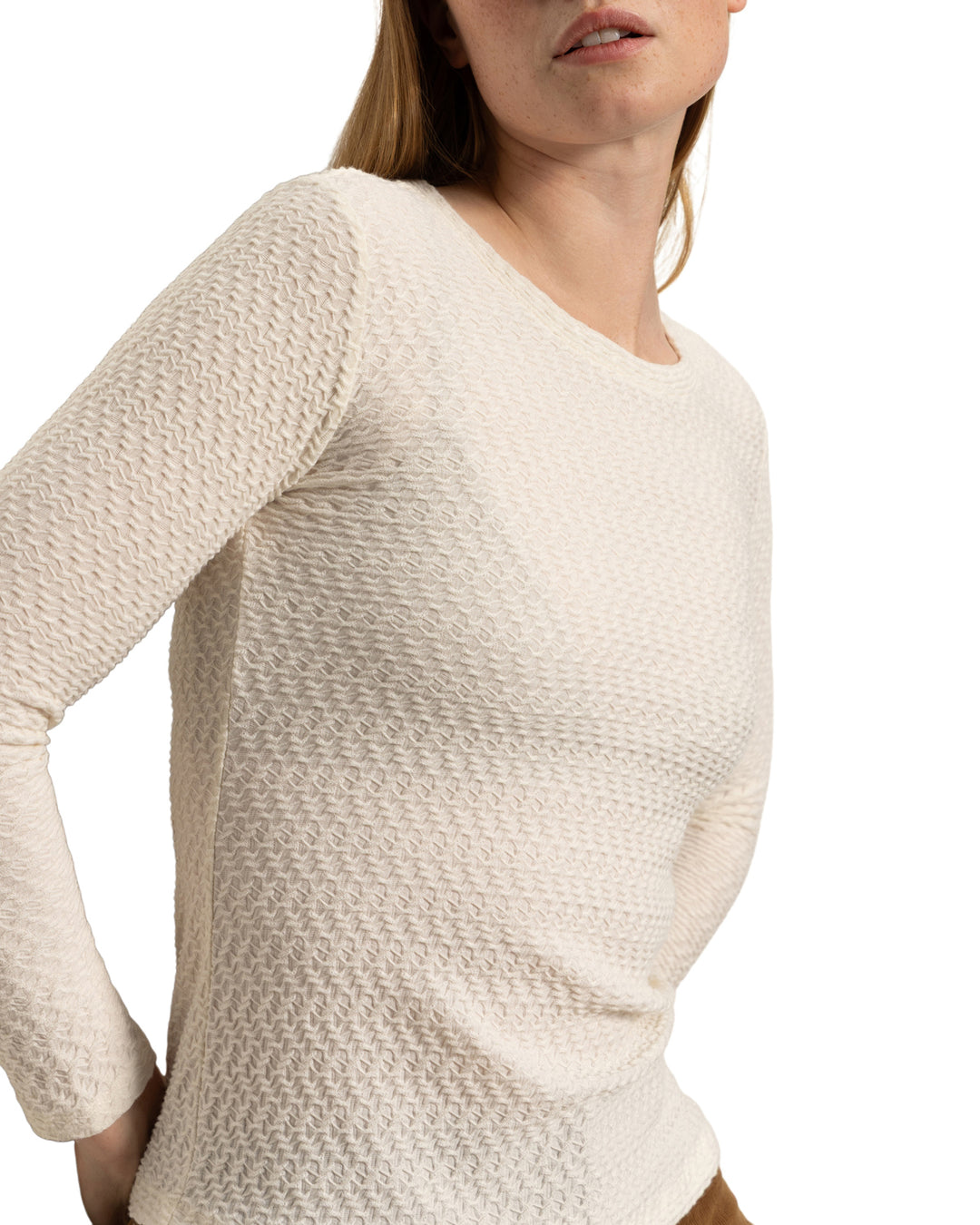 LONG SLEEVE CREW LACE TOP (CHALK) - SANCTUARY