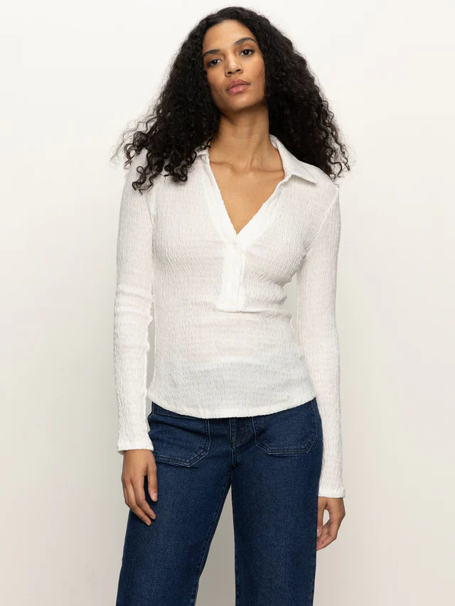 LONG SLEEVE TEXTURED TOP (CHALK) - SANCTUARY