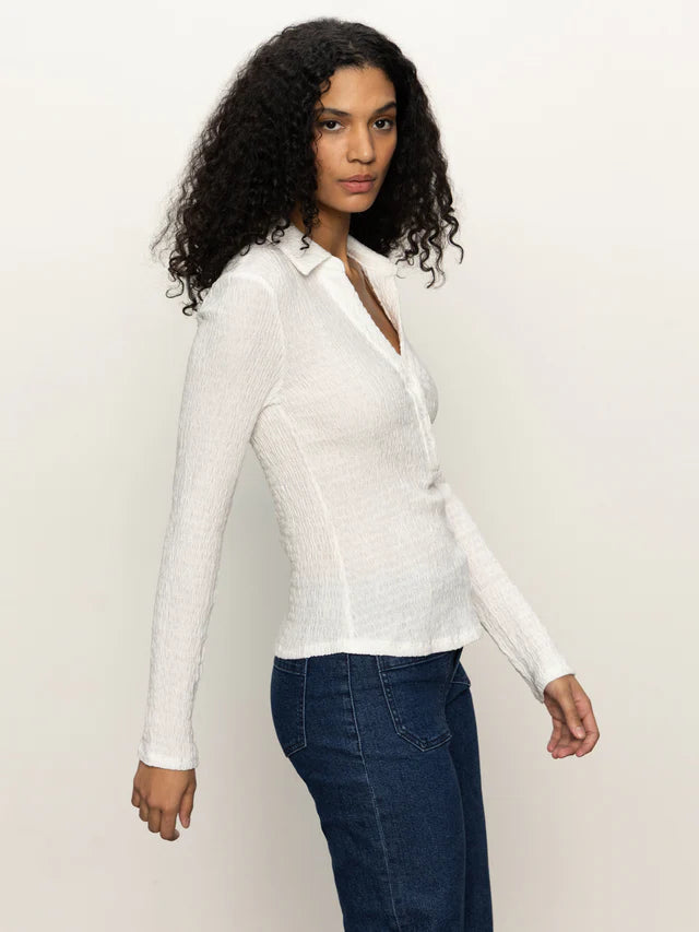 LONG SLEEVE TEXTURED TOP (CHALK) - SANCTUARY