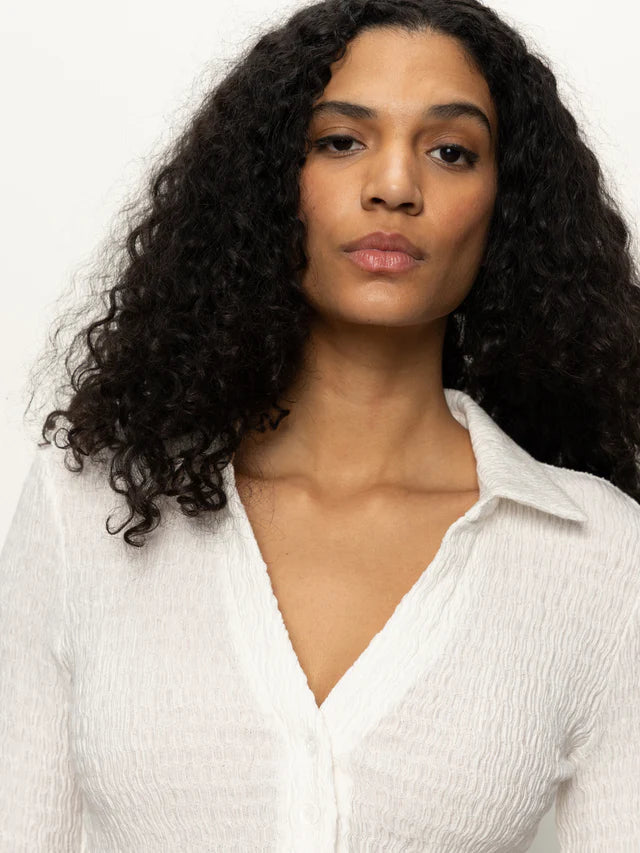 LONG SLEEVE TEXTURED TOP (CHALK) - SANCTUARY