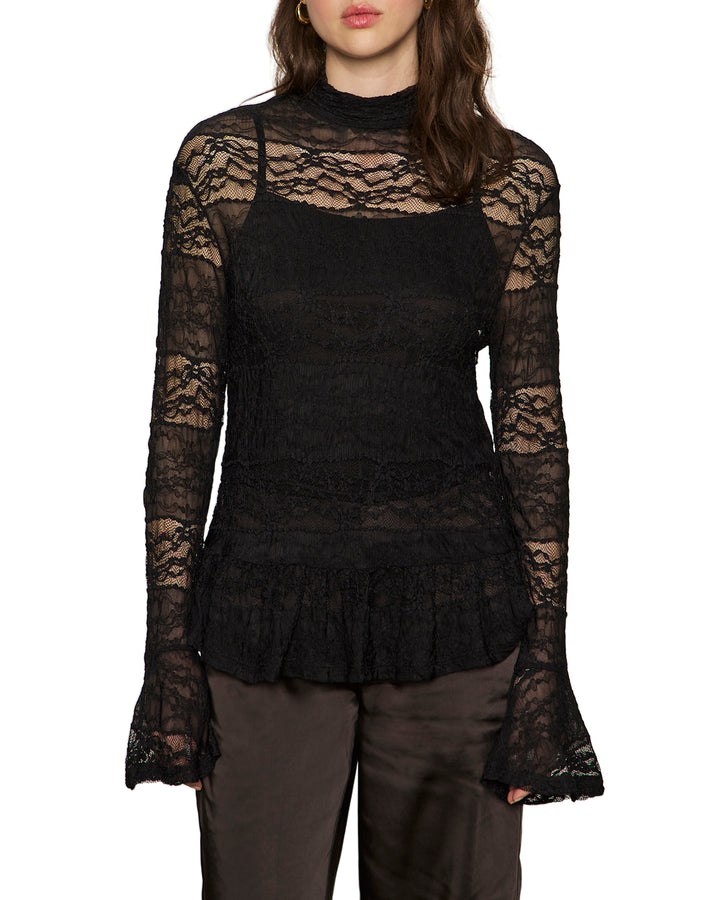 RUFFLE LACE TOP (BLACK) - SANCTUARY