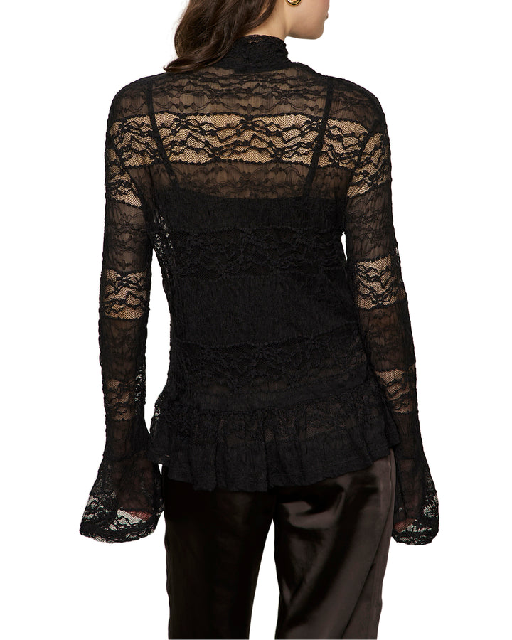 RUFFLE LACE TOP (BLACK) - SANCTUARY