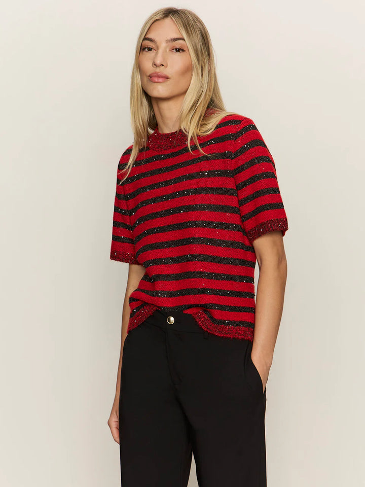 SHORT SLEEVE SHINE SWEATER TEE (CHERRY LACQUER) - SANCTUARY