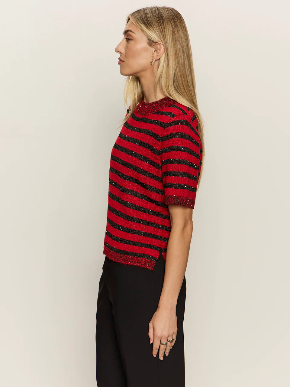 SHORT SLEEVE SHINE SWEATER TEE (CHERRY LACQUER) - SANCTUARY