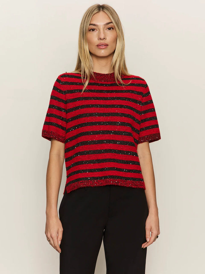 SHORT SLEEVE SHINE SWEATER TEE (CHERRY LACQUER) - SANCTUARY
