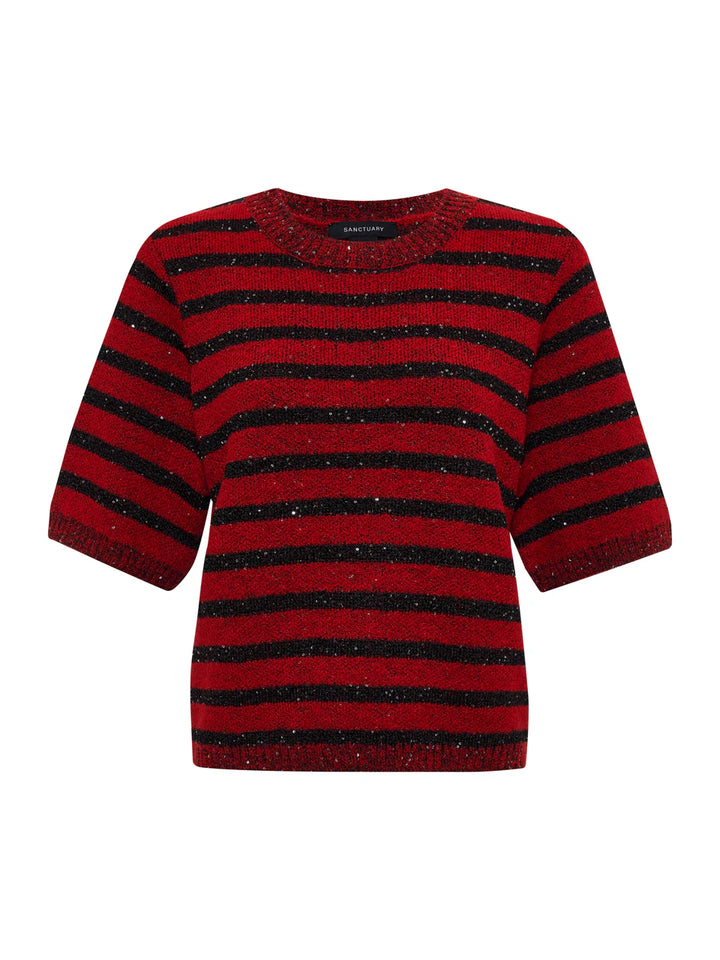 SHORT SLEEVE SHINE SWEATER TEE (CHERRY LACQUER) - SANCTUARY