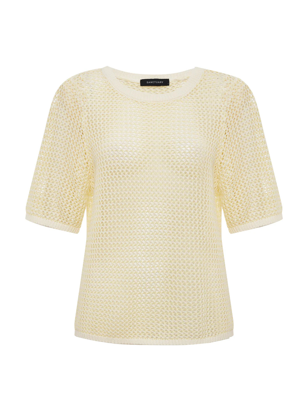 OPEN KNIT SWEATER TEE (LEMON DROP/CHALK) - SANCTUARY