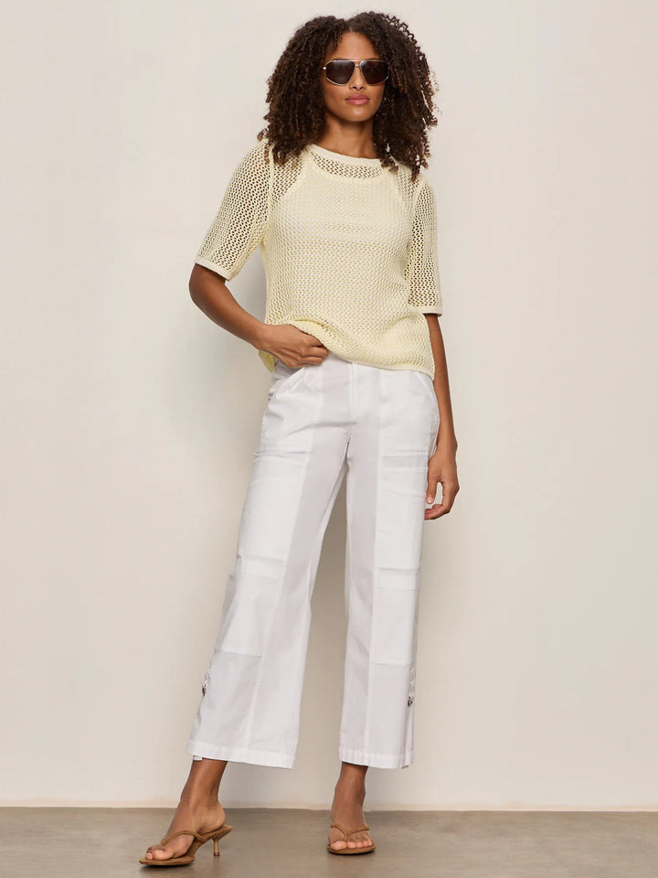 OPEN KNIT SWEATER TEE (LEMON DROP/CHALK) - SANCTUARY