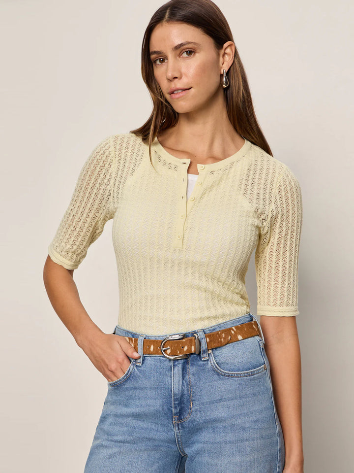 GOING PLACES POINTELLE SWEATER (LEMON DROP) - SANCTUARY