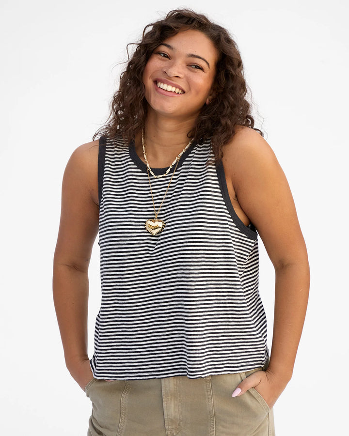 CAMP FIT TANK (BLACK/CREAM) - CLARE V.