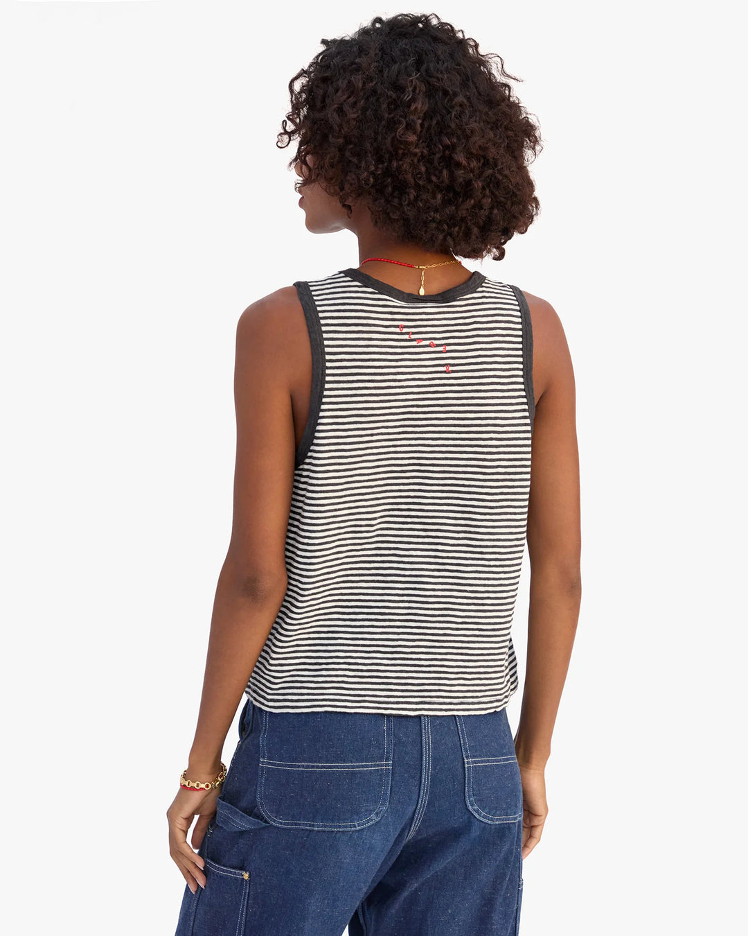 CAMP FIT TANK (BLACK/CREAM) - CLARE V.